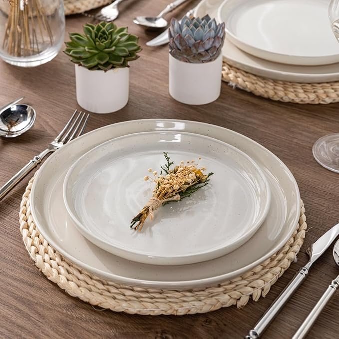 AmorArc Ceramic Appetizer Plates Set of 6, 8.25 Inch Handmade Stoneware Plates set for Dessert, Salad, Appetizer, Dinner, Microwave & Dishwasher Safe, Scratch Resistant