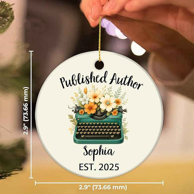 SODAVA Personalized Published Author Xmas Ornament, Future Bestselling Author Ceramic Ornament, Gift for Writers, Poets, and Book Lovers