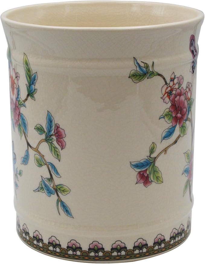 YIMIFLA Utensil Crocks Extra Large Kitchen Utensil Holder for Countertop Ceramic Cooking Utensils Butterfly Ice Crack