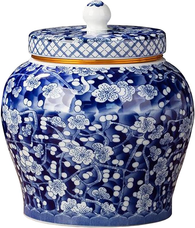 Ceramic Jar with Lid - Airtight Kitchen Canisters for Coffee and Tea Storage - Decorative Ceramic Canister (blue)