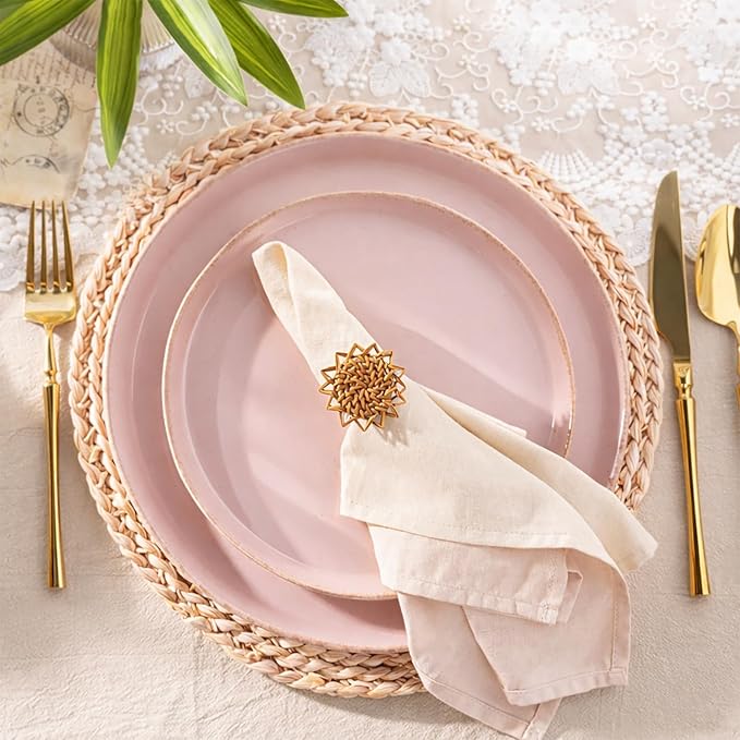 AmorArc Ceramic Dinnerware Sets for 4, 12 Pieces Handpainted Plates and Bowls Set with Rustic Terracotta Underside, Scratch Resistant Stoneware Dishes Set, Dishwasher & Microwave Safe