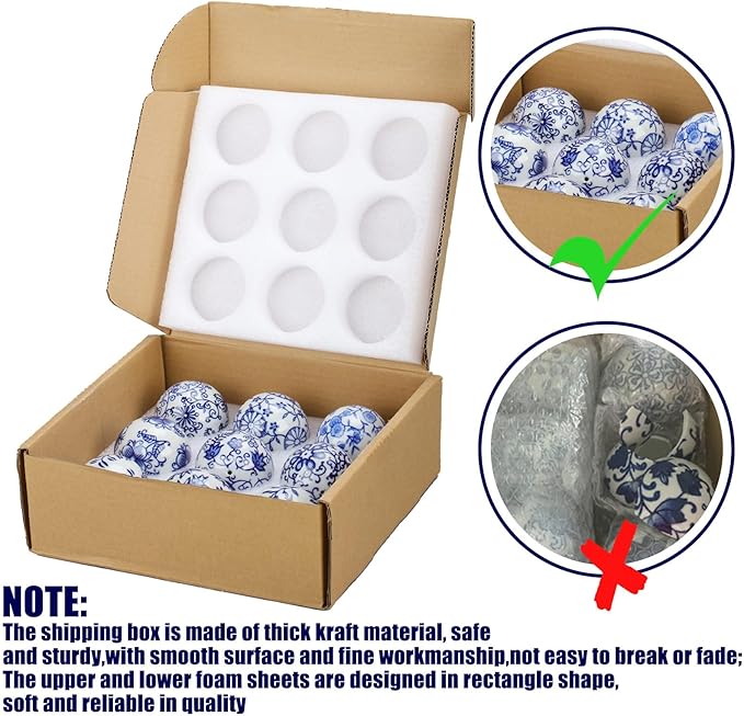 Vesici 9 Pcs Blue and White Porcelain Balls Decorative Chinoiserie Orbs for Centerpiece Bowls China Ceramic Balls Farmhouse Basket Tray Vases Decoration Gifts for Dining Table Holiday(Leaf Style)
