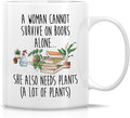 Retreez Funny Plant Lady Mug – A Woman Cannot Survive on Books Alone Mug - 11 Oz Ceramic Coffee or Tea Cup – Gardening Humor, Birthday Gift for Plant Lovers, Houseplant Enthusiasts, Her, Mom, Sister