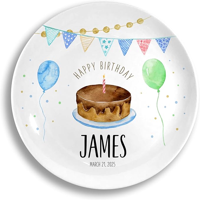 Personalized Birthday Plate, Ceramic Keepsake Gift, Classic Party Cupcake, Dishwasher Safe, Heirloom, Start a new Tradition, use year after year, Handmade and Original, Little Worm Studio