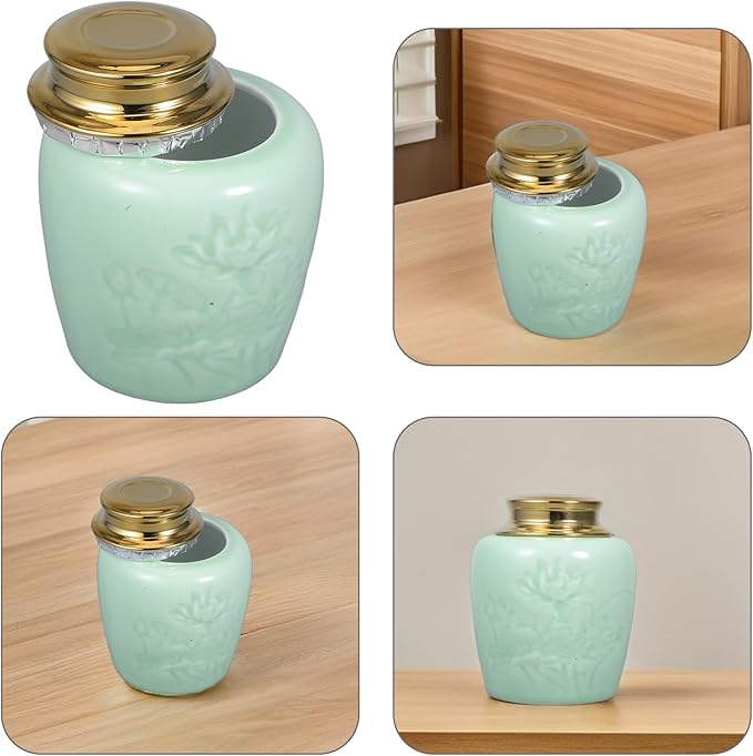 IMIKEYA Ceramic Tea Canister with Lid Vintage Asian Style Airtight Household Kitchen Storage Jar for Loose Leaf Tea