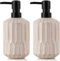 Fun Elements Bathroom Soap Dispenser, 16 Oz Luxurious Hand soap Dispenser for Bathroom, Ceramic Liquid Soap Dispenser for Bathroom Countertop with Plastic Pump, Silicone Funnel (2Pcs Black Pump)