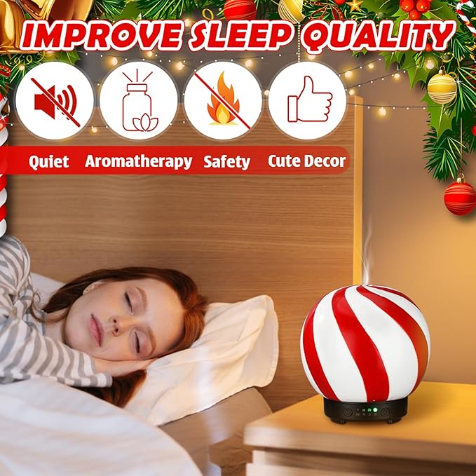 Ceramic Candy Diffuser Christmas Essential Oil Diffuser Gifts 120ml Holiday Present for Essential Oil Small Aromatherapy Humidifier Warmer for Home Office Decorations