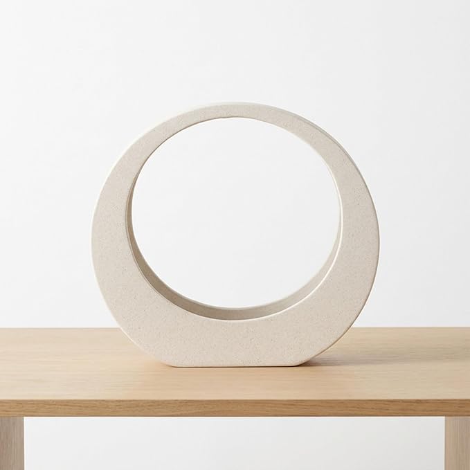 Elegant Ceramic Loop Decorative Object for Home Decor - Sculptural Accent for Bathroom Vanity, Office Desk, and Living Room Decor - Ornaments for Shelf Display and Coffee Table - 11", White