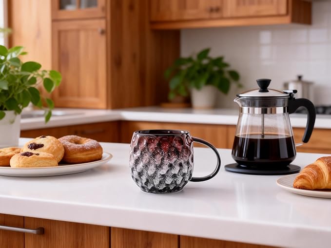 20oz Large handle Ceramic Coffee Mug, Handmade Glaze Color Changing Mug with Easy-Grip Handle, Unique Handcrafted Tea Cup for Home, Office, Gift Giving (red)
