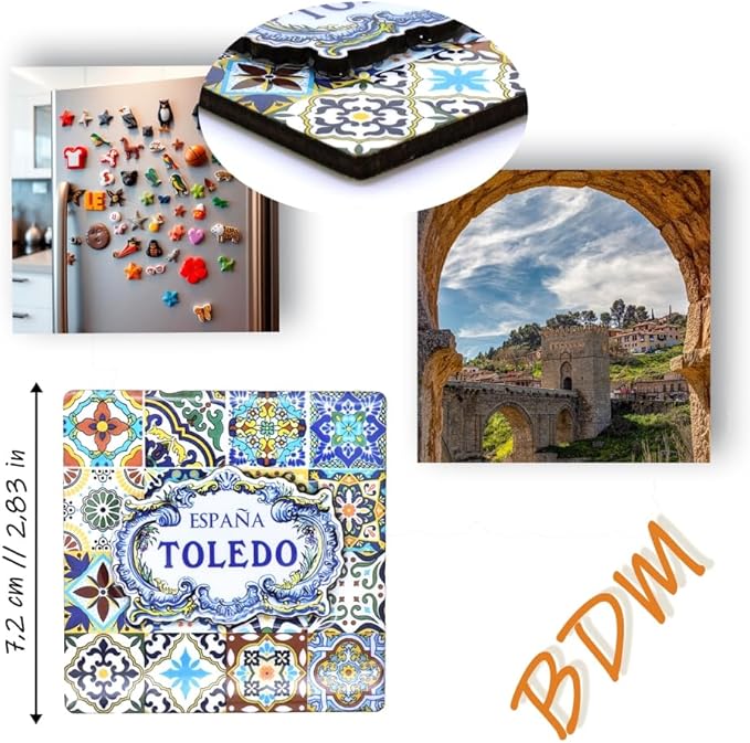Decorative Magnet Toledo Spain - Exclusive Alma de Toledo Collection - Vibrant Artisan Ceramic - Unique Souvenir for Your Home and Heart
