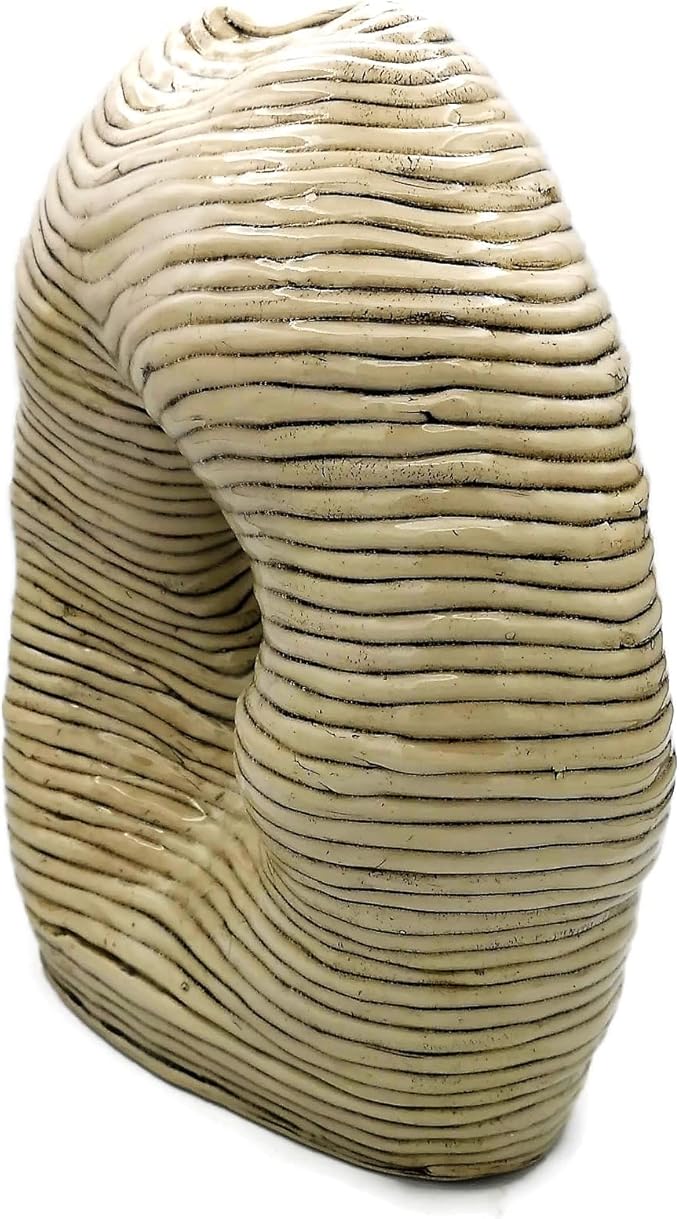 Large Modern Ceramic Sculpture Hollow Shaped Handmade Stoneware Contemporary Art Textured For Table Or Floor 29cm/11in