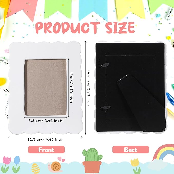 4 Set Ceramic Picture Frame Painting Craft Kit 4x6 Inch DIY Ceramic Photo Frame with Stand Painting Tools Set for Mother's Day Gift Holiday Party Art Decorate DIY Project (Rectangle)