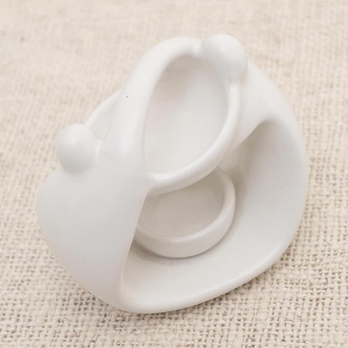 NOVICA Artisan Handmade Ceramic Oil Warmer White Sculptural Indonesia Lamps Lighting Incense Burners [4.3in H x 4.7in W x 3.1in D] ' Warm Feelings'