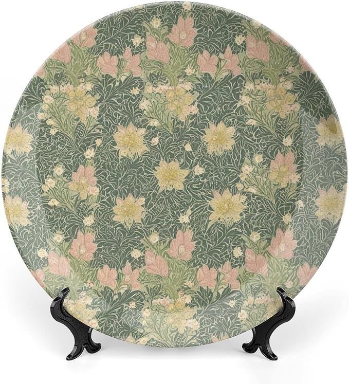 Spring William Morris Flowers China Plates of 6", 7", 8", 10", Personalized Christmas Design Design Collector Plates, Custom Gifts, Home Office Decorations Club, Including Bracket And Special Hook