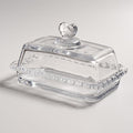 Glass Butter Dish with Heart Lid, Clear Glass Covered Butter Stick Holder Tray, Crystal Butter Storage Container for Fridge Countertop