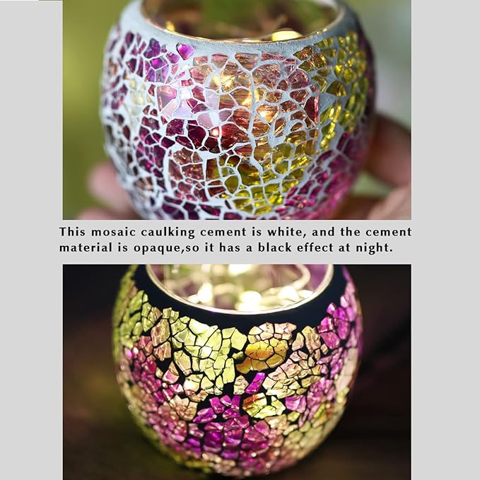 Votive Candle Holders for Table Centerpiece (NO Candles) Wedding Dinner by Candlelight,Tea Light Holders Mosaic Candle Holdes Candlescape Bowl for Valentine's,Christmas Party Decor 1 PC(Pink Green)