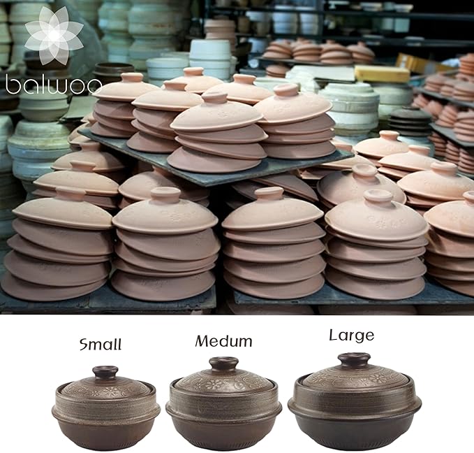 Korean Pot Mud Earthenware Ttukbaegi, Natural Mud Glaze Ceramic Clay Cooking Pot Casserole, Heat Resistant Ceramic Earthen Pot, Zero-Crack Stone Bowl Stockpot Soup Cookware, Pottery Bowl