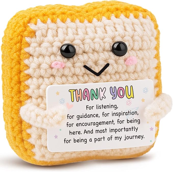MAMAGIFTREE Unique Thank You Gifts for Women, Men - Handmade Crochet Toast with Heartfelt Appreciation Card - Inspirational Gift for Teacher, Mentor, Boss, Doctor, Coach - Farewell, End of Year Gifts