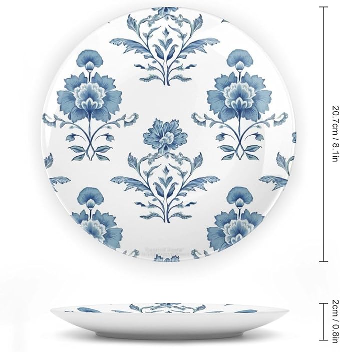 Mughal Flower in Monsoon Vintage Plates of 6", 7", 9", 10", Customize Ceramic Salad Plates, Festival Wedding Decorations Kitchen, Unique Art with Stand