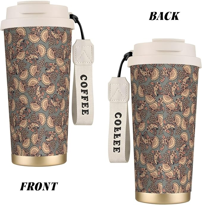 Asian Style Floral for Travel Coffee Mug 100% Leakproof 316 Stainless Steel Vacuum Insulated Tumbler with Lid and Straw for Water, Iced Tea or Coffee, Smoothie and More