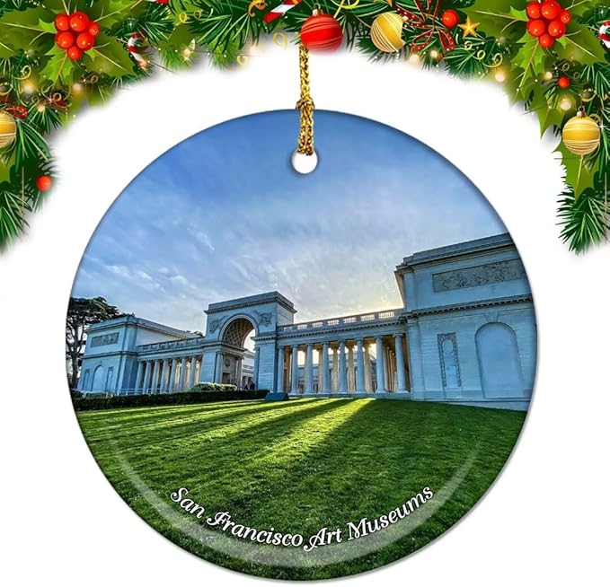 California San Francisco Art Museums USA America Christmas Ornaments Ceramic Round Hanging Pendant Xmas Decor City Travel Souvenirs 3" Porcelain Double Sided
