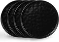 LIANYU 10.2 Inch Dessert Plates of 4, Kitchen Ceramic Dinner Plates Set, Dinnerware Serving Dishes Set, Dinnerware Salad Appetizer Plates for Microwave Dishwasher Oven, Chip Resistant, Obsidian Black
