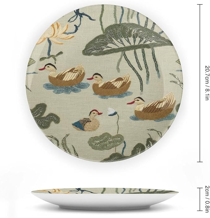 Aqua Lotus Garden Vintage Plates for Display Birds And Lotus Flowers Housewarming Gifts Office Supplies Display Club Holiday Party Decorations Customize Gifts for Men Women Wedding, 6", 7", 9", 10"