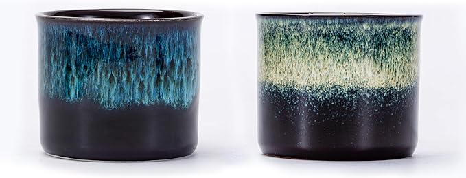 Espresso Cups Set of 2, Ceramic Espresso Cups, Expresso Shots Cups, 2.5oz Tea Cups, Demitasse Cups (2, magic outside/magic blue outside)