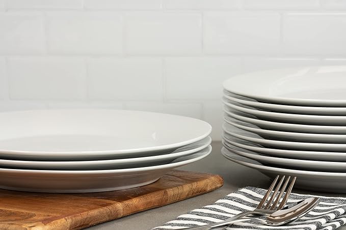 10 Strawberry Street 10.5" Catering Round Dinner Plate, Set of 12 , White