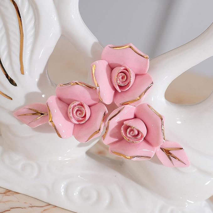 Fenteer Couple Swan Statues for Table Centerpiece Set of 2 Home Decor, Style A