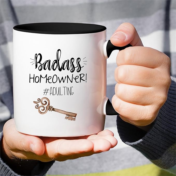 Retreez Funny Mug - Badass Homeowner Adulting Moved New House Gift Housewarming 11 Oz Ceramic Tea Coffee Mugs - Funny, Sarcasm, Sarcastic, birthday gifts - White Mug with Black Handle and Inner