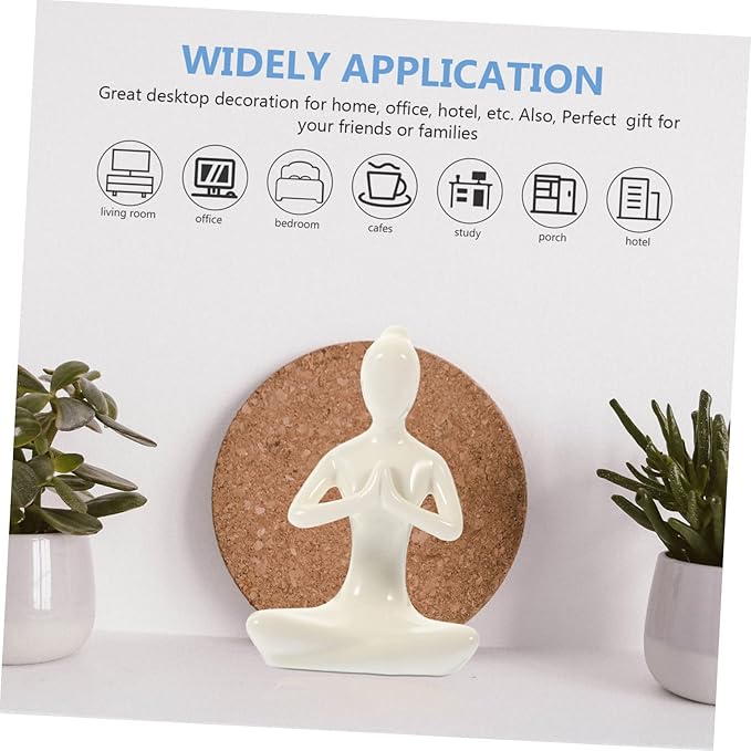 PRETYZOOM Abstract Yoga Girl Decorative Ceramic Sculpture Modern Countertop Craft Ornament for Home Decor Unique for Yoga Lovers and Meditation Accessories