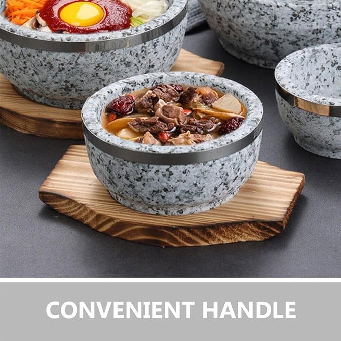 2pcs Korean Stone Bowl Trivet Wooden Trivets for Hot Dishes Hot Pot Base Wood Serving Tray Casserole Ceramic Pot Mat Cup Coasters for Home Restaurant Cooking Soup & Food (Inner Circle: 10.5cm)