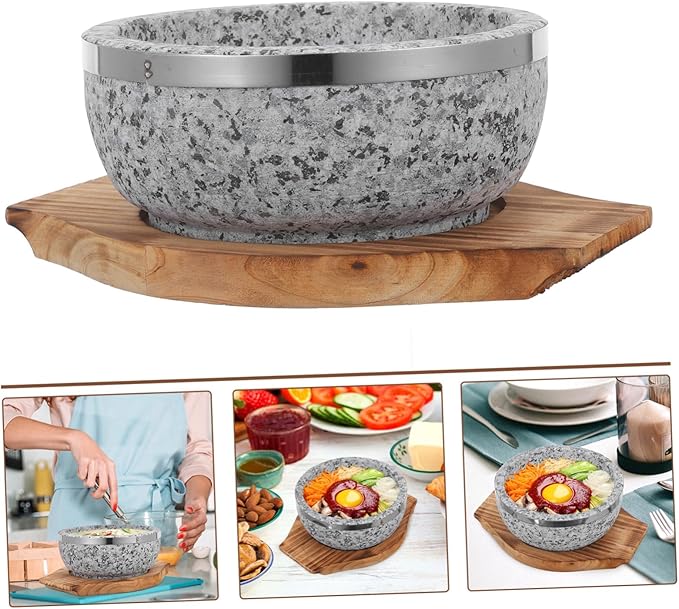 Korean Stone Pot Stone Bowl Bibimbap Supply Kitchen Food Bowl Daily Use Bibimbap Reusable Serving Korean