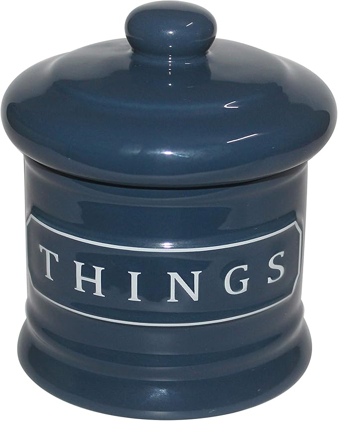 Bathroom Vanity Storage Organizer Canister Jars for Cotton Balls,Swabs,Bath Salts,Makeup Sponge,Cosmetic Pad,Qtip Ceramic Bathroom Accessories Canisters Holder with Lid Home Decor,Cobalt Blue