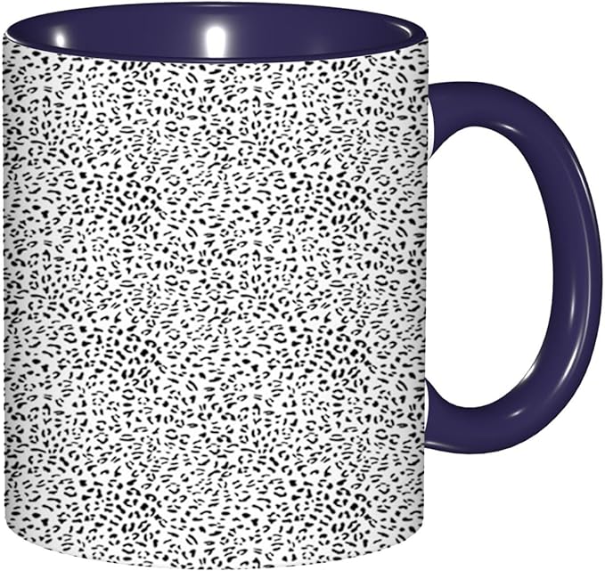 Animal Print,Ceramic Coffee Mug, Leopard Skin Pattern, Funny Tea Cup, 6 Colors to Choose, 11 Oz, Dishwasher and Microwave Safe (Navy blue)