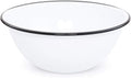 Home Enamelware Serving Bowl, 1.5 quart, Vintage White/Black (Single)