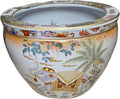 Generic 8"" Diamter Oriental Satsuma Style Elephant with Palm Trees Themed Fish Bowl Jardiniere Planter Plant Pot