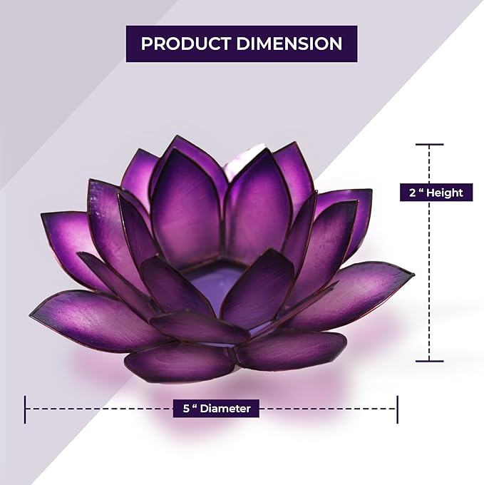 Om Gallery Capiz Shell Lotus Flower Decor Tealight Candle Holder for Serene Ambiance - Handmade Decorative Candle Holders for Meditation, Yoga, and Relaxation, Passion