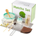 12 Pcs Matcha Whisk Set - Matcha Set Includes Ceramics Matcha Bowl and Cup, Matcha Kit for Ceremony Making Tools, Gift for Family/Friend (Gradient white-green)