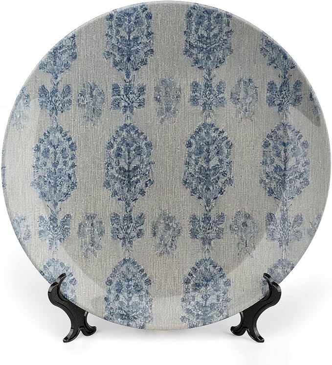 Blue Flowers Aqua Plates Ceramic for Display Blue Indigo Floral Chinoiserie Office Wedding Supplies Household Housewarming Gifts Holiday Party Decorations Custom Gifts for Men Women Wedding