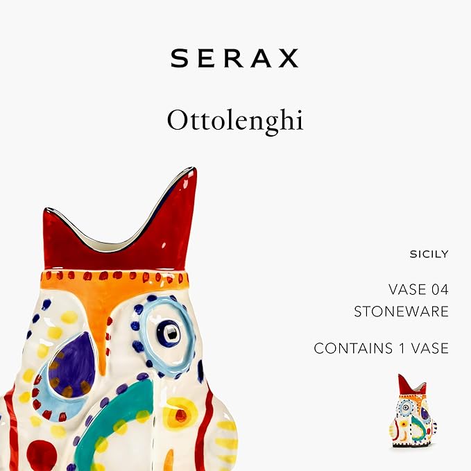 Serax Flower Vase | Sicily by Ottolenghi | Colorful Fish Stoneware Home Decor Living Room for Coffee Table, Kitchen Decorations | Modern Entryway Table Decor | Unique Centerpiece Vases