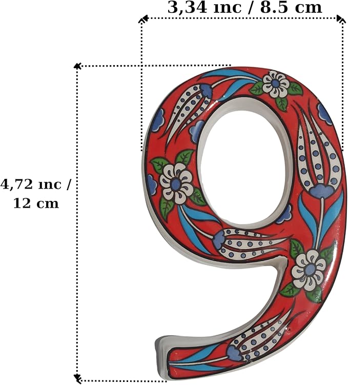 Large Ceramic Housewarming Sign Ceramic Address Plaque House Numbers Sign Door Personalized Coloured Decorative Hand Decoratede Housewarming Gifts Tulip Design 12 * 9 cm (Red, 7)