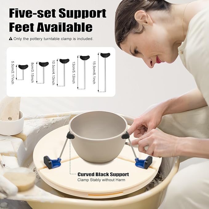 Pottery Trimming Tools, Pottery Machine Turntable Clamp, Pottery Repairing Clip- Ceramic Trimming Holder With Adjustable Clamps | For Beginners & Professionals, Pottery Studio Diy Crafts