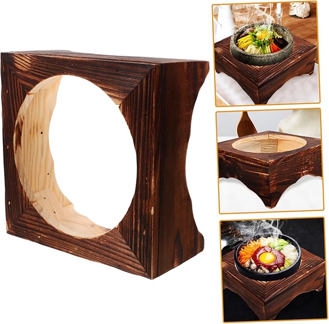 ABOOFAN Korean Stone Pot Stand Pot Rack Wooden Bowl Storage Stand Heat Resistant Easy to Use