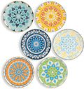 Dessert Plate Set of 6-8 Inch Ceramic Salad and Appetizer Plates - Vibrant Mix-and-Match Colors - Dishwasher and Microwave Safe