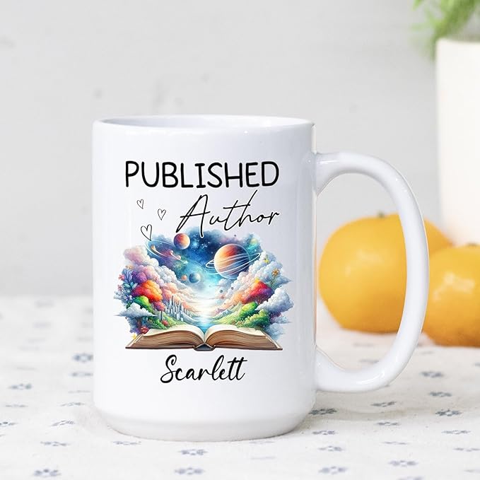 Personalized Published Author White Coffee Mug 11 Oz 15 Oz, Published Author Coffee Cup, Customized Name Author Ceramic Mug, Unique Writer Teacup, Write Lover Cup Gifts for New Writer Novelist Author