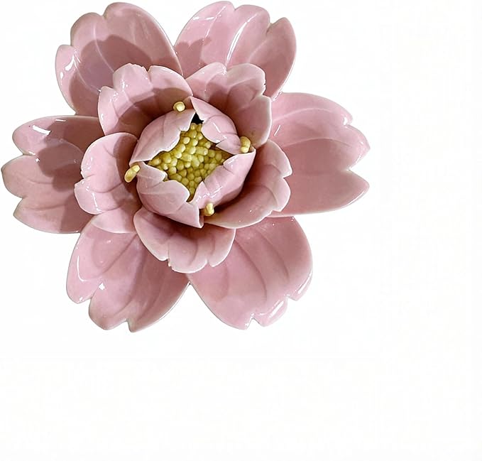 CEUYGT Handmade Ceramic Wall Flower Decor - Peony Home Wall Art, Perfect for Living Room, Bedroom, or Office Decoration Pink Peony 2.75"(Small)
