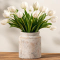 Ceramic Flower Vase 7.5 inch Farmhouse Rustic Vase for Home Decor Handcrafted Pottery Terracotta Vases for Dining Table Decor Fireplace Living Room Bathroom Wedding Centerpiece (L-Terracotta)