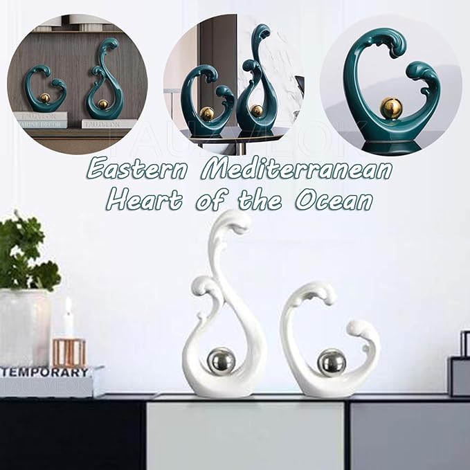 Sculptures Statues Sculpture Decoration White, Modern Abstract Art Sculptures Decoration, Office, Apartment Statues and Sculptures, Ceramic, White (Green Grün)